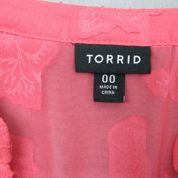 Torrid Floral Sheer Tunic Top Pink Women Size | 00 - Picture 4 of 11